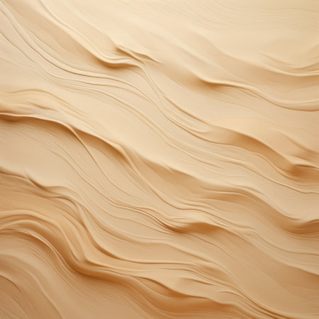 abstract texture of a beige natural surface with futuristic chromatic waves, created by dusan djukaric. the soft tonal shifts and fluid, dynamic lines evoke a sense of movement. this monochromatic artwork, rendered in cinema4d, showcases the skillful use of shadows. scarlett hooft graafland's influence can be seen in the overall composition. ai generatedの素材