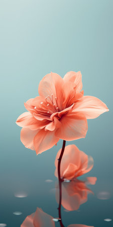 a white floral design wallpaper background featuring a light orange and dark cyan color scheme. this wallpaper, created by caras ionut, is inspired by ancient chinese art. the stunning design showcases a soft yet vibrant combination of light cyan and light crimson. ai generatedの素材