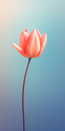 a pink lotus flower is showcased in a minimalist background, rendered in cinema4d with a light cyan and orange color scheme. the realistic yet ethereal depiction of the flower creates a graceful balance, with shades of light red and sky-blue adding to its realistic rendering. ai generatedの素材