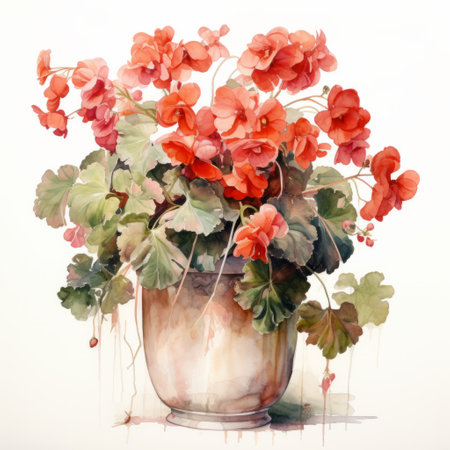 a watercolor painting of a bouquet of red flowers, showcasing photorealistic compositions with a playful use of light and shadow. the artwork, created by mike winkelmann, features a mingei-inspired style with light orange and light bronze hues. this illustration captures the beauty and intricacy of the vibrant red flowers in a stunning and lifelike manner. ai generatedの素材