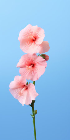 a stunning arrangement of pink flowers and garden leaves, captured in a minimalist, light cyan style. this low-resolution, uhd image showcases the traditional japanese influence and tropical symbolism, with pilesstacks of blooms creating a visually captivating bouquet. ai generatedの素材