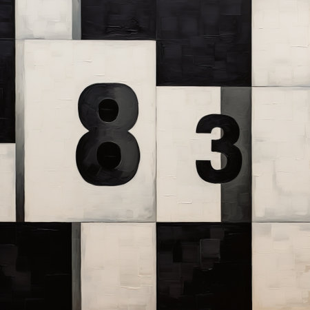 a black and white drawing of the numbers one eight, resembling oil and enamel paintings. the artwork features flat color blocks and exhibits trompe l'oeil realism. created using oil on canvas, it showcases enigmatic characters on a large canvas. the drawing is reminiscent of the aesthetics captured by the konica auto s3 camera. ai generatedの素材