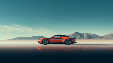 porsche cayenne r3 sport car wallpaper featuring realistic landscapes with soft edges in the style of carl kleiner. the vibrant colors of orange and crimson add a striking touch to the polished concrete backdrop. this minimalist imagery, inspired by ralph mcquarrie, is available in 32k uhd resolution. ai generatedの素材