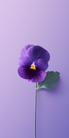 pansies in front of a vibrant purple background. this high-resolution hq jpg image showcases the beauty of pansies in shades of lilac and violet. the minimalistic composition and sleek style highlight the bold yet graceful nature of these flowers. the hyper-realistic animal illustrations add a touch of detail to this visually stunning image. ai generatedの素材