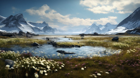 winter scenery high quality wallpaper: a stunning snowy landscape captured in the style of cryengine, showcasing naturalistic depictions of flora and fauna. this wallpaper, rendered in unreal engine, features saturated pigment pools, reminiscent of norwegian nature. the brushstroke fields and himalayan art elements add an artistic touch to this captivating winter scene. ai generatedの素材
