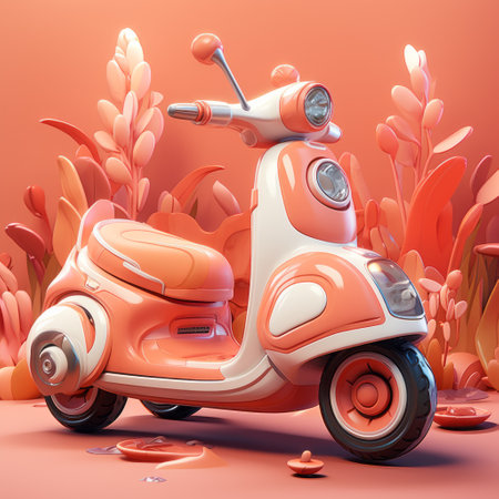 a colorful sculpture by henry petersen, a 3d illustration in the style of charming character illustrations. the sculpture, inspired by the cinquecento era, features warm tones and highly detailed foliage. with minimal retouching, the sculpture showcases a vibrant combination of pink and orange hues. the final result is a smooth and polished artwork. ai generatedの素材