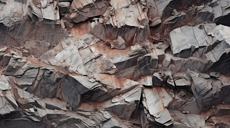 the iphone's screen displays an artistic reportage of a surface resembling rocks, with a combination of light maroon and dark gray tones. the image is created using crumpled cardboard, giving it a unique texture. the aerial photography perspective adds depth to the composition, while the emphasis on canvas texture enhances the overall visual appeal. ai generatedの素材