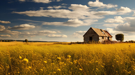 a photo of a yellow and cloudy sky, reminiscent of romanticized country life and post-apocalyptic backdrops. this captivating image, captured on flickr, beautifully portrays the essence of nature with its rustic charm. with its stunning 8k resolution, this contemporary canadian art piece is a true visual masterpiece. ai generatedの素材