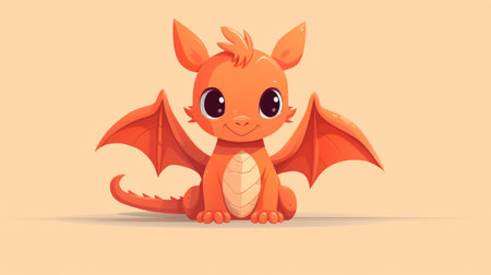 a cartoon dragon with a brown background is depicted in this charming character illustration. the dragon is portrayed in light orange and light crimson hues, reminiscent of cute cartoonish designs. the artist, reylia slaby, has skillfully incorporated animated gifs and the use of bright colors, creating a visually appealing artwork. david nordahl's influence can also be seen in this delightful creation. ai generatedの素材