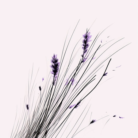 a photo of delicate flora depictions in pink, purple, and yellow hues. the minimalistic black and white sketches are digitally enhanced, creating a harmonious blend of colors. the long exposure technique adds a touch of elegance to the minimalistic drawings. this photo showcases the beauty of exotic flora and fauna, with a focus on lavender and purple shades. ai generatedの素材