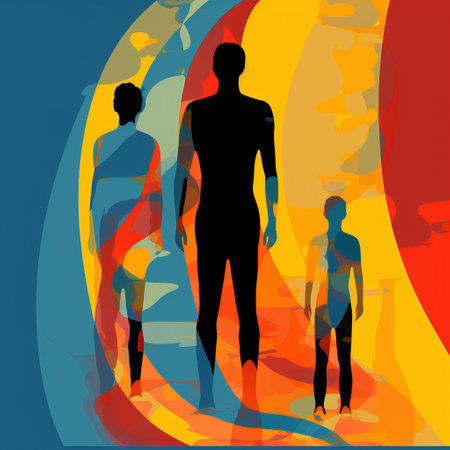 three cartoonish abstract silhouettes of daniel stand side by side in this digital expressionism artwork. the figurative sculptures feature smooth lines, bright colors, and a playful, rivolous vibe. this creative commons attribution piece showcases the artist's talent in the style of vector art, with its ultrafine details and vibrant aesthetic. ai generatedの素材