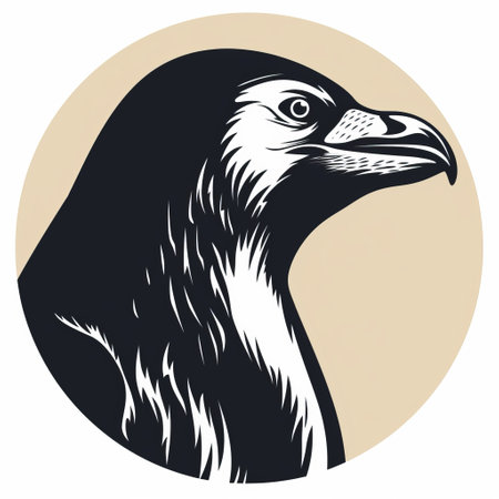 a cute crow bird with a captivating eye is depicted in this black and white photo. the image showcases a unique style, combining dark bronze and light beige tones. the influence of the works progress administration (wpa) and himalayan art is evident, while elements of pontormo's art and bold graphic design create a visually striking composition. the photo also exudes a scientific illustration vibe. aiの素材