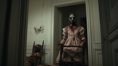 a haunting photo series titled "necropolis creepy dolls" captures the eerie atmosphere reminiscent of vilhelm hammershoi's style. rendered in cinema4d, these 19th-century french academy-inspired interior scenes come to life in ultra-high definition. alain laboile and kevin hill skillfully bring together the macabre and the artistry, creating a captivating visual experience. ai generatedの素材