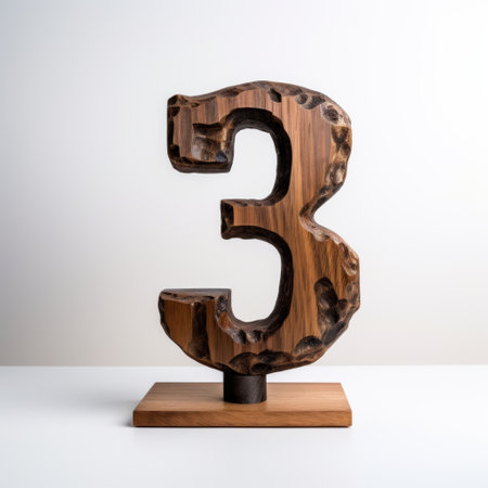 three oak wood, walnut wood, and white wood pieces are beautifully arranged on a single base in the style of letterism. this 4k photograph showcases the expertise of an object portraiture specialist, capturing the numerical complexity and creating an illusion of three-dimensionality. the innovative design and inspiration from shin hanga make this artwork truly unique. ai generatedの素材