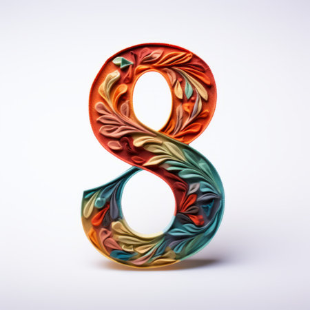 a vibrant and colorful photo featuring a number adorned with a beautifully decorated flower. this organic sculpting style image showcases a diverse color palette, swirling vortexes, and a vibrant use of light and shadow. with its 8k resolution and embossed paper effect, this photo captures the essence of letterism in a visually stunning way. ai generatedの素材