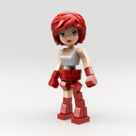 a mini figure of peaches, created by neptune, showcases a unique blend of styles including the rendered aesthetics of unreal engine, the artistic influences of lauren faust, samuel peploe, and akira toriyama, and the use of modular construction. the figure is set against a vibrant cartoon mis-en-scene, with a touch of crimson adding a captivating element. ai generatedの素材