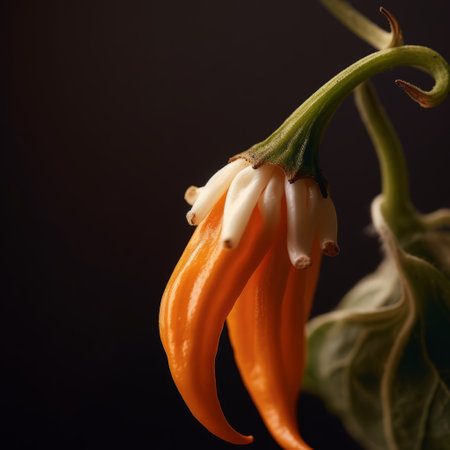 an orange flower is depicted in this photo, showcasing a realistic chiaroscuro lighting style. the image incorporates techniques such as toraji, focus stacking, and influences from ernst barlach. it also reflects elements of traditional mexican style and features detailed botanical studies with smooth curves. ai generatedの素材