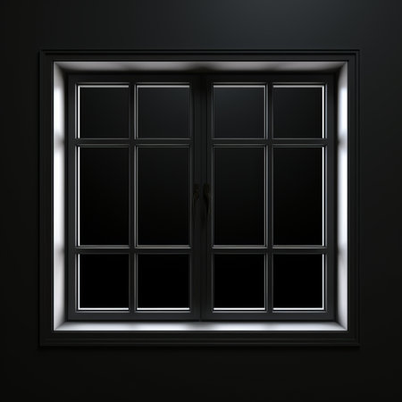 a photo of a window frame and beam background with a black background. the image showcases realistic and hyper-detailed renderings, creating a dark atmosphere. the traditional style is enhanced by a glossy finish, while the playful use of light and shadow adds depth. the precise detailing adds to the overall aesthetic of the photo. ai generatedの素材