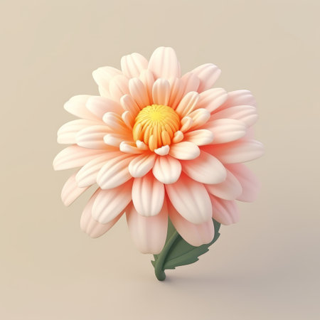a pink flower with a white center is depicted in this vray tracing style illustration. the color palette consists of light beige and orange tones, creating a realistic and detailed character design. the sculpture-like quality of the artwork is reminiscent of magewave, while maintaining a simplistic and porcelain-like aesthetic. ai generatedの素材