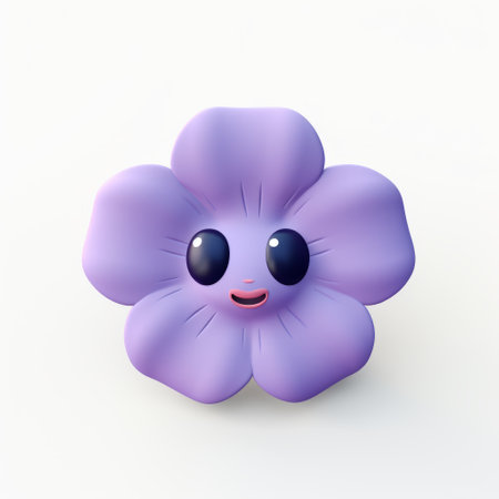 a 3d psd file featuring a pokemon flower (flower v128) on a white background. the image is created in the style of light purple, inspired by artist tony oursler. the shallow depth of field and soft-focus technique add a dreamy effect to the playful expressions of the pokemon flower. this artwork is reminiscent of the works of carl rungius. ai generatedの素材