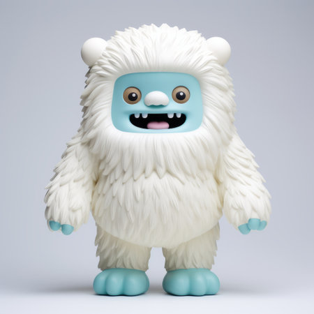 a white snowflake toy figurine with blue eyes, created in the style of zbrush, showcases intricate details resembling columns and totems. this poodlepunk-inspired figurine is crafted on a gigantic scale using plastic material. softbox lighting enhances its vibrant colors, while the use of fujifilm velvia adds a touch of richness to the overall composition. ai generatedの素材