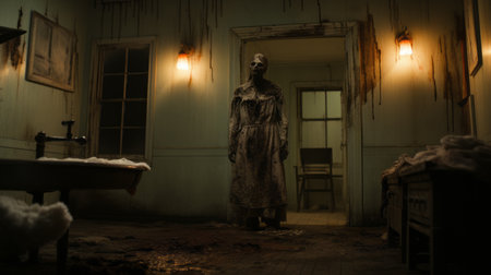 the haunted lodge is a chilling low budget horror game that brings terror to life. rendered in cinema4d, this uhd image showcases photographically detailed portraitures. with the use of the tokina opera 50mm f14 ff lens, the bronze patina adds an eerie atmosphere to the scene. get ready to uncover the secrets of mary anning in this spine-tingling adventure. ai generatedの素材