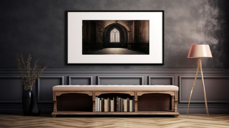 this art print captures the essence of an old city cathedral, showcasing its grandiose interiors in a contemporary take on medieval art. rendered in cinema4d, the dark and moody vignettes by charles spencelayh evoke a sense of quiet contemplation. this photo is part of a 60-photo gallery, with each image offering a unique perspective on the subject. edward poynter's influence can be seen in theの素材