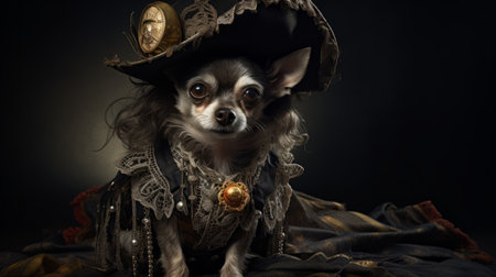 meg, dressed in a steampunk outfit, stands defiantly against the scuttles on the night of the dogs. this baroque still life-inspired photograph captures her determination to protect her family. the uhd image showcases the intricate details of her dark silver and light gold costume, while the tondo format adds an eye-catching touch to this baroque maritime scene. ai generatedの素材