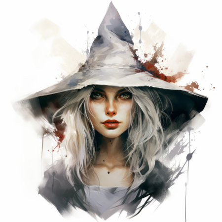 the "wolfes witch" by leemael art design is a captivating watercolor illustration featuring brushstroke-intensive portraits. the artwork showcases a combination of white and gray tones, creating a visually stunning effect. with its multi-layered figures and skillful use of light and color effects, this high-resolution piece exudes a sense of mystery and intrigue. the dripping paint adds an additional layer of artistic flair to this captivatingの素材