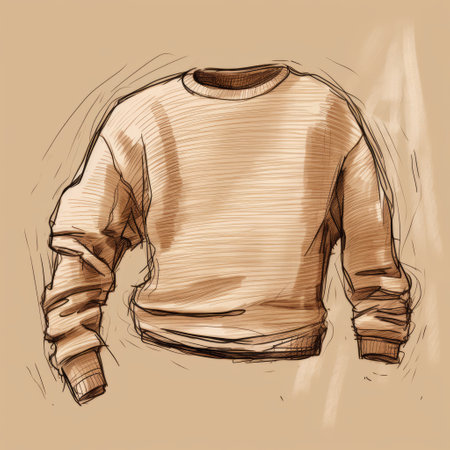 an illustration of a sweater on a brown background, featuring a sketch-like style reminiscent of serge marshennikov's artwork. the sketchy lines and high detail give the illustration a unique and trendy aesthetic, perfect for the trendercore fashion trend. ai generatedの素材