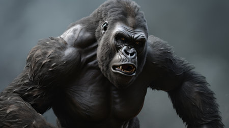 a close-up shot of a free gorilla wallpaper, showcasing the explosive wildlife and characterized animals. this stunning image, created in the style of zbrush and rendered in unreal engine, captures the raw power and beauty of a gorilla. the use of focus stacking enhances the intricate details, making it a captivating piece of art. ai generatedの素材