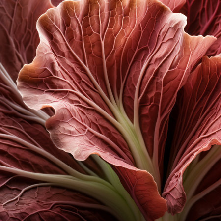 a close-up photo of a red onion, cabbage, and tomatoes, inspired by the intricate style of iris van herpen and ancient chinese art. the image showcases highly detailed foliage, captured with a long exposure technique. shot with a sony fe 12-24mm f/2.8 gm lens, this hyper-detailed composition captures the vibrant colors and textures of the vegetables. ai generatedの素材