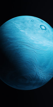 uranus close up, showcasing its moonset in a stunning display of vulnerability and beauty. the photo captures the aridlynessed elegance of the planet, with a sharp-tasting contrast and shallowrootedness depth of field. darkened tones add to the overall impression, while the natural lighting enhances the realistic and impressive details. shot on a 100mm lens at f/2.0, this 8k uhd image is truly a clearance saleの素材