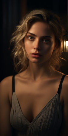 phoebe close up, showcasing her natural beauty and elegance. the photo captures her sensitivity and the moonlight adds a touch of enchantment. shot with a 100mm lens and a shallow depth of field, the image has a realistic and impressive quality. the clearomizer tones and darkened contrast create a visually striking composition. this high-resolution photo was taken in natural lighting, resulting in a stunning 8kの素材