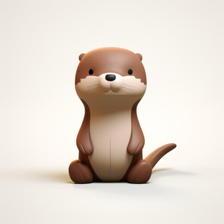 an otter-shaped figurine, rendered in cinema4d using vray tracing, is showcased on a clean white background. this adorable creation by oleksandr bogomazov and paul corfield features gentle expressions and a cartoonish character design. the use of depth of field adds a touch of realism to this delightful otter figurine. ai generatedの素材