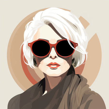 fashion illustration by lady illustrators in the style of neo-pop iconography. this art for women of any age features a captivating combination of gray and amber tones, enhanced by multiple filter effects. the use of light black and red adds a striking touch to the artwork. created by the talented artist hein gorny. ai generatedの素材
