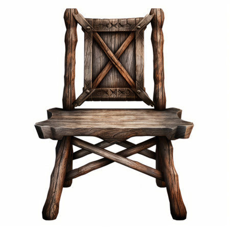 the ogre residential chair is a wooden design inspired by naturalistic landscape backgrounds. with a touch of medieval fantasy and a grungy texture, this chair brings a realistic scenery to any space. its high resolution and sharp attention to detail capture the essence of romanticized country life. ai generatedの素材
