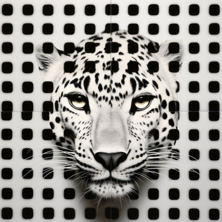 a digitally collaged photo featuring a koala merged with a grid pattern. the style is reminiscent of dramatic black and white portraits, luminous 3d objects, and opulent minimalism. the mischievous feline motif adds an intriguing element to this national geographic-inspired image. the koala is creatively composed using plastic materials. ai generatedの素材