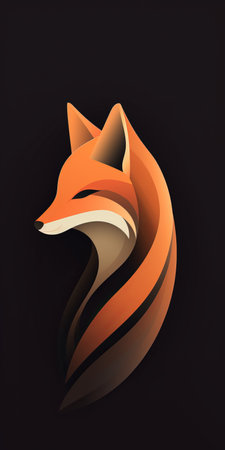a fox logo with an abstract design is showcased on a black background. the logo features subtle gradients, taking inspiration from kimoicore, sketchfab, and editorial illustrations. the design incorporates elements of precisionist art, with smooth and curved lines, resulting in a cartoonish character. ai generatedの素材