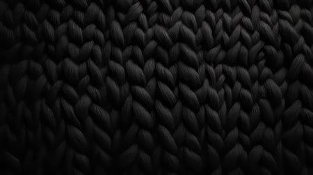 a close-up shot of a black wool background, showcasing its intricate texture. this stock photo, captured with a sony alpha a7 iii camera and a sigma 85mm f1.4 dg hsm art lens, features a low depth of field style. the woven color planes create an accurate and detailed representation, perfect for various design projects. ai generatedの素材