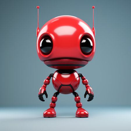 an old fashioned robot character in 3d, rendered in a vibrant red color, showcases a unique blend of kawaii art and futuristic minimalism. this eye-catching creation is made entirely of insects, adding an intriguing twist to its design. the shiny eyes of the robot add a touch of allure, while the monochromatic color scheme enhances its overall aesthetic. discover this captivating artwork on flickr. aiの素材