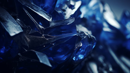 a photo of a crystal with a grey and blue background. this high-definition wallpaper, measuring 1920x1080, is captured in the style of tilt-shift lenses. the dark azure and black colors create a stunning contrast, while the glass fragments add an artistic touch. the exquisite craftsmanship is evident in the realistic hyper-detail, showcasing shades of indigo and a touch of redshift. ai generatedの素材