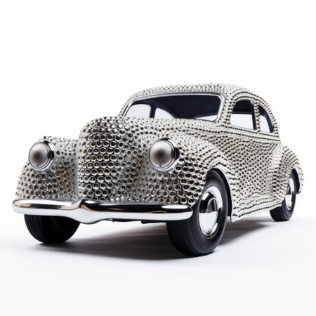 a classic silver victoria model, designed and built in the style of auto-destructive art, showcases a playful conceptual approach. this unique creation draws inspiration from classic american cars and is meticulously crafted using porcelain and paperclips. the result is a stunning blend of creativity and craftsmanship, capturing the essence of 1000-1400 ce. ai generatedの素材