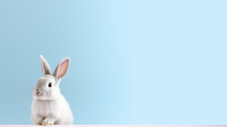a white rabbit perches on a pink shelf, showcasing a light sky-blue and white color scheme. the innovative page design, powered by intel core, complements the explosive pigmentation of the scene. the gossamer fabrics add an element of understated sophistication, making this photo a contest winner. ai generatedの素材