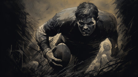 a dark and mysterious sport artwork by bernie wrightson, featuring captivating visuals that evoke intrigue and curiosity. this masterpiece showcases the artist's unique style, combining elements of darkness and suspense to create a captivating and enigmatic atmosphere. the artwork is a testament to wrightson's talent and creativity, leaving viewers captivated by its haunting allure. ai generatedの素材