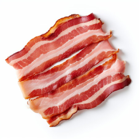 bacon on white background, american barbizon school style, palewave, layered lines. creative commons attribution, associated press photo captures dignified poses reminiscent of whistlerian art. ai generatedの素材