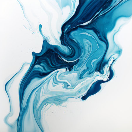 a blue and white acrylic painting captures an ominous vibe with swirling water. the dark turquoise and light beige colors create a fluid and flowing effect, while the blink-and-you-miss-it details add intrigue. the artwork showcases painted illustrations with a paint dripping technique, resulting in a mesmerizing marbleized appearance. ai generatedの素材