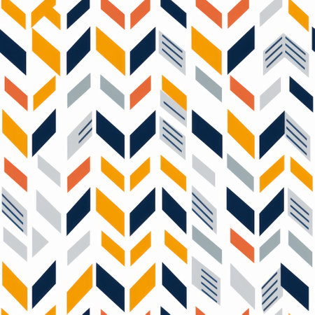 a hexagon pattern fabric by samsonite on spoonflower custom fabric. this fabric features lines in orange and navy, yellow and navy, creating striped compositions. the design is set against a white background, with rectangular fields and columns, forming precision-oriented geometric forms and totems. ai generatedの素材