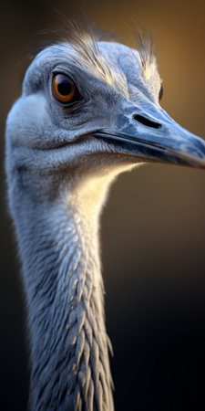 a smiling bird captured in the style of vray tracing, reminiscent of george lucas and national geographic photography. the image showcases the intricate details of the bird's feathers with a macro zoom lens, highlighting the light bronze and indigo hues. the bird's gentle expressions add to the overall charm of the photograph. ai generatedの素材