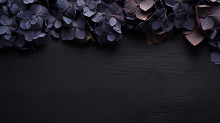 purple flowers on a dark black background with a black frame, creating a minimalist aesthetic. the vibrant stage backdrops feature a combination of light red and dark navy hues. the rustic still lifes showcase a traditional color scheme of dark gray and light aquamarine. these nature-inspired installations are visually captivating and evoke a sense of tranquility. ai generatedの素材